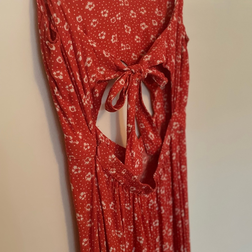 Red Floral Tie-Back Jumpsuit